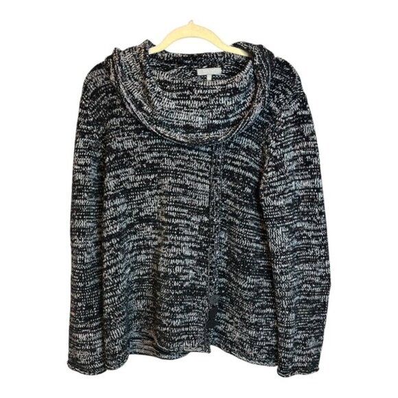 Habitat Clothes to Live In Sweater Women's Size Large Cowl Neck Soft Black White - Picture 1 of 4